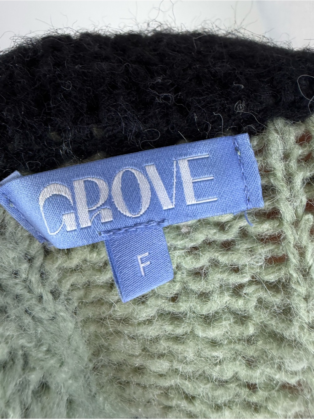 Grove Soft Knit Collar Pullover Sweater Mint Green Black Size F US M - Picture 8 of 9